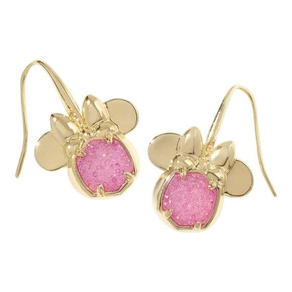 Kendra Scott x Disney Minnie Mouse 14K Gold Plated Earrings Cultured Pearl Pink - Picture 3 of 6